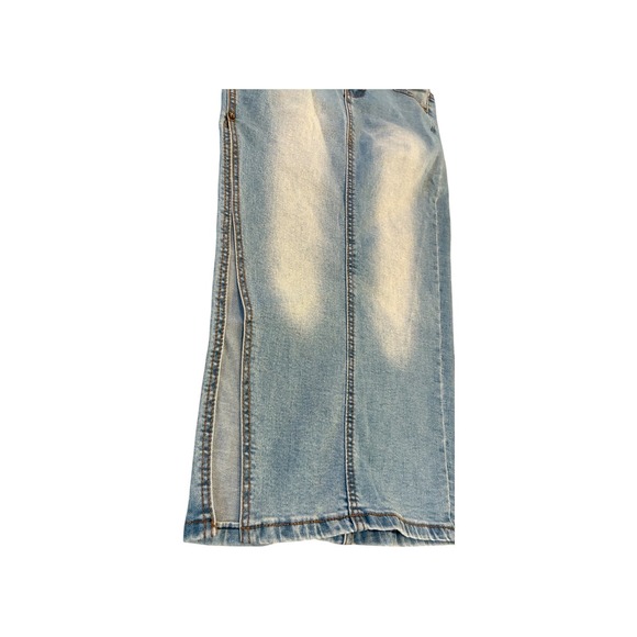 Womens Blue Denim Maxi Skirt With High Slit Size 26 Y2K Style - Picture 2 of 10